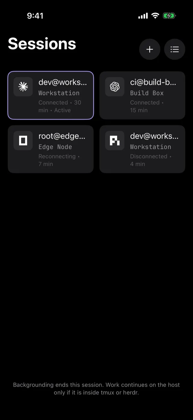 AnySSH session switcher with agent badges